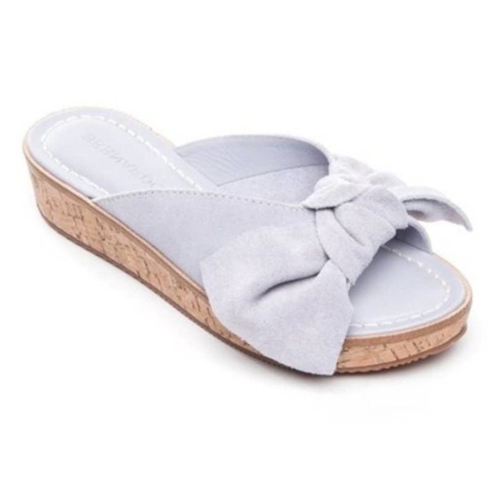 Bernardo Petra Suede Leather Platform Sandal Light Gray Size 8 New